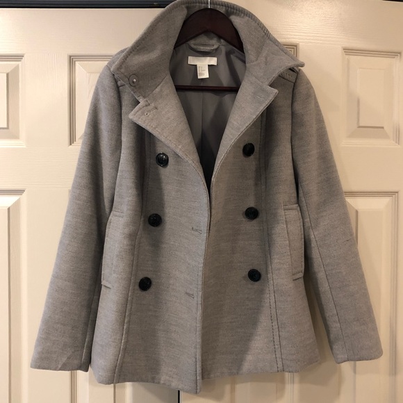 H&M Grey Peacoat Jacket - 4 - Picture 2 of 6